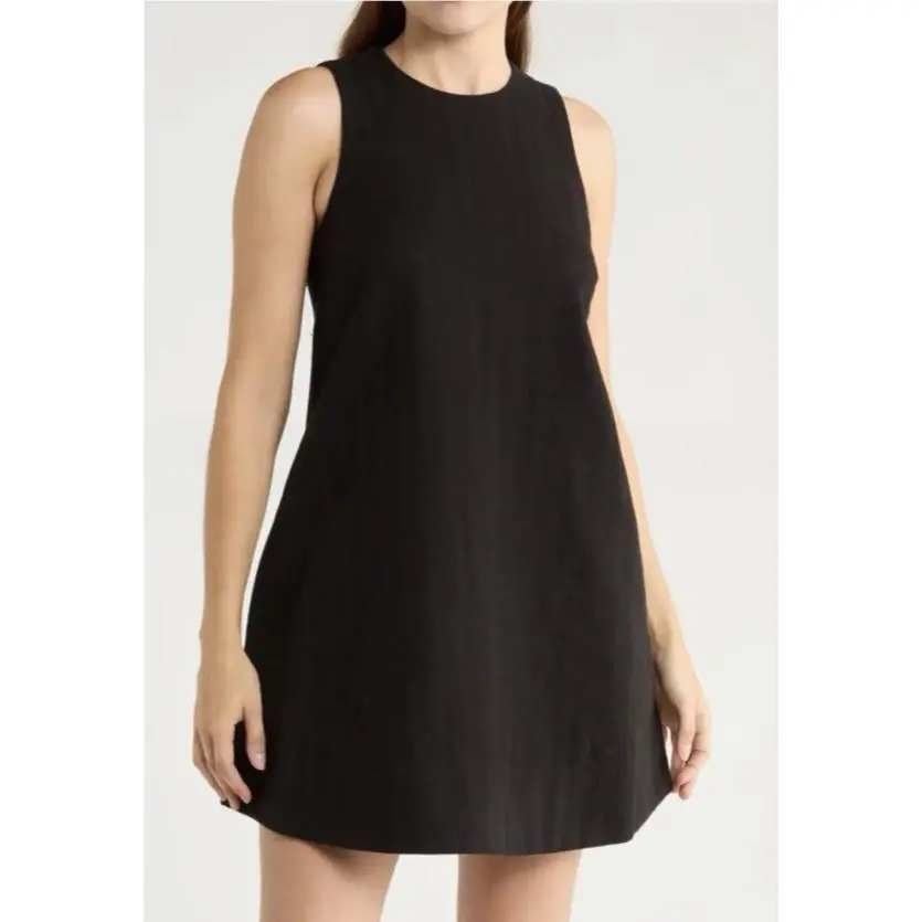 Rag Bone Rosalind Sleeveless Cotton Linen Trapeze Dress Black Size XS