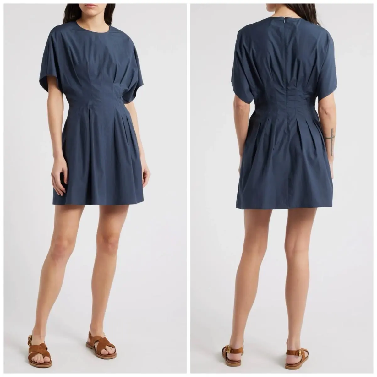 Rag Bone Maddie Pleated Cotton Poplin Minidress In Salute Size: 8