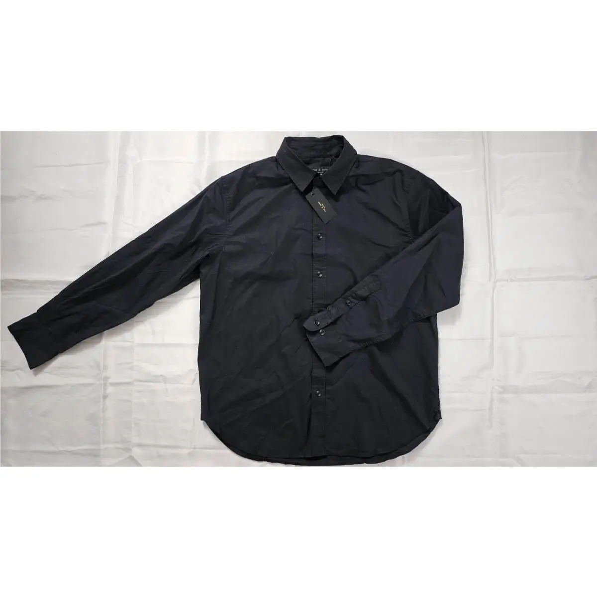 Rag Bone Men`s Griffin Long Sleeve Button Down Black Shirt Size M