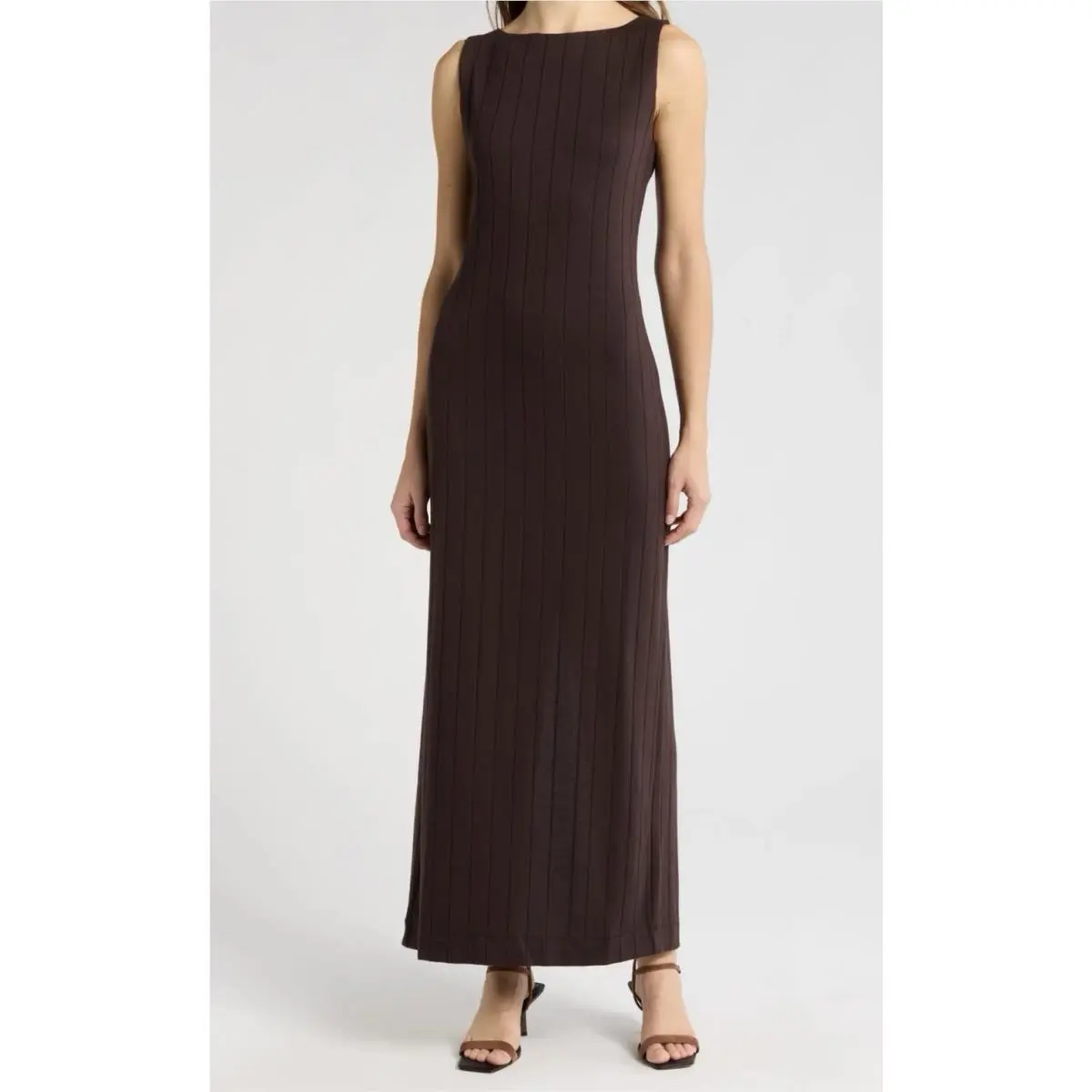 Rag Bone Marie Wide Rib Sleeveless Tank Maxi Dress in Espresso Sz XS