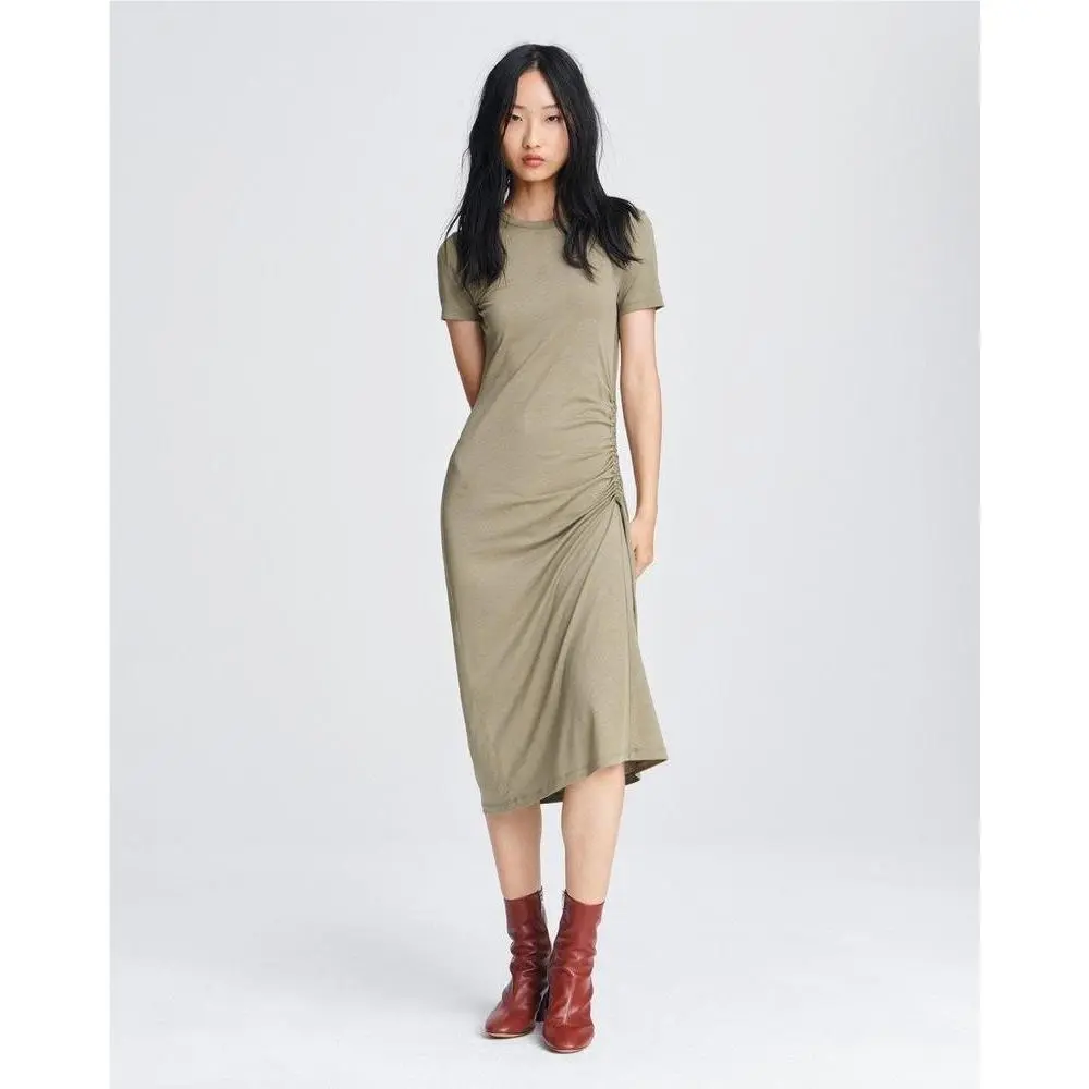 Rag Bone Ina Ruched Midi Jersey T-shirt Dress Light Olive Nordstrom S