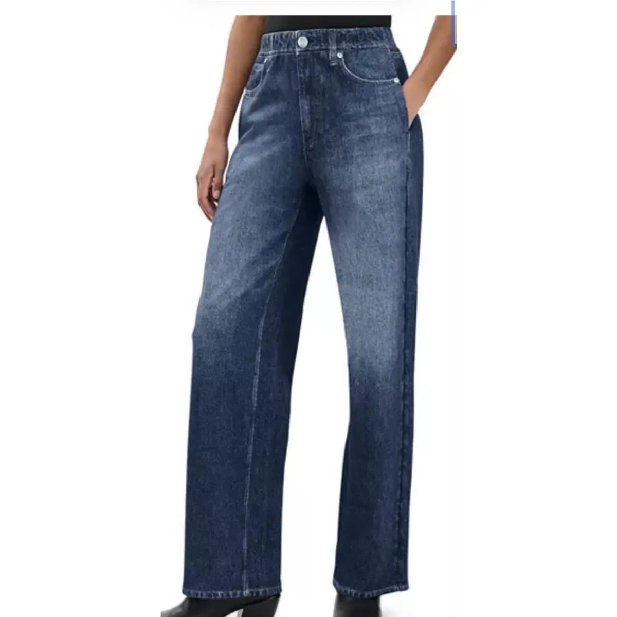 Rag Bone Women’s Miramar Wide-leg Dark Wash High-rise Denim Jeans XL