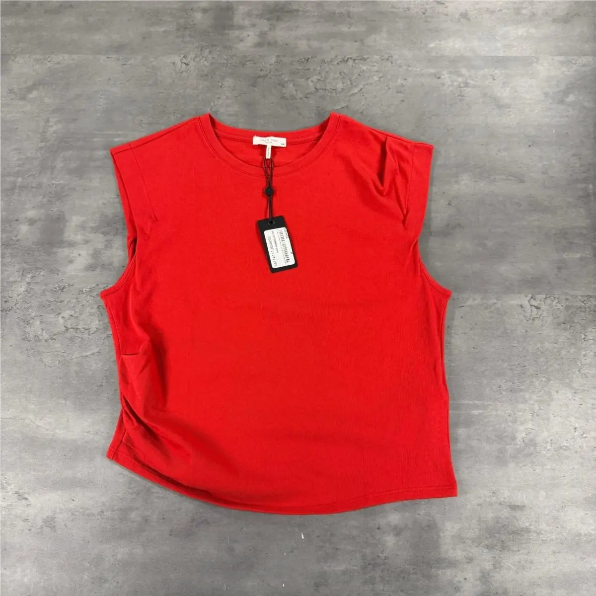 Rag Bone Mica Cropped Tank Tee Women M Red Muscle T Shirt Ruched Side