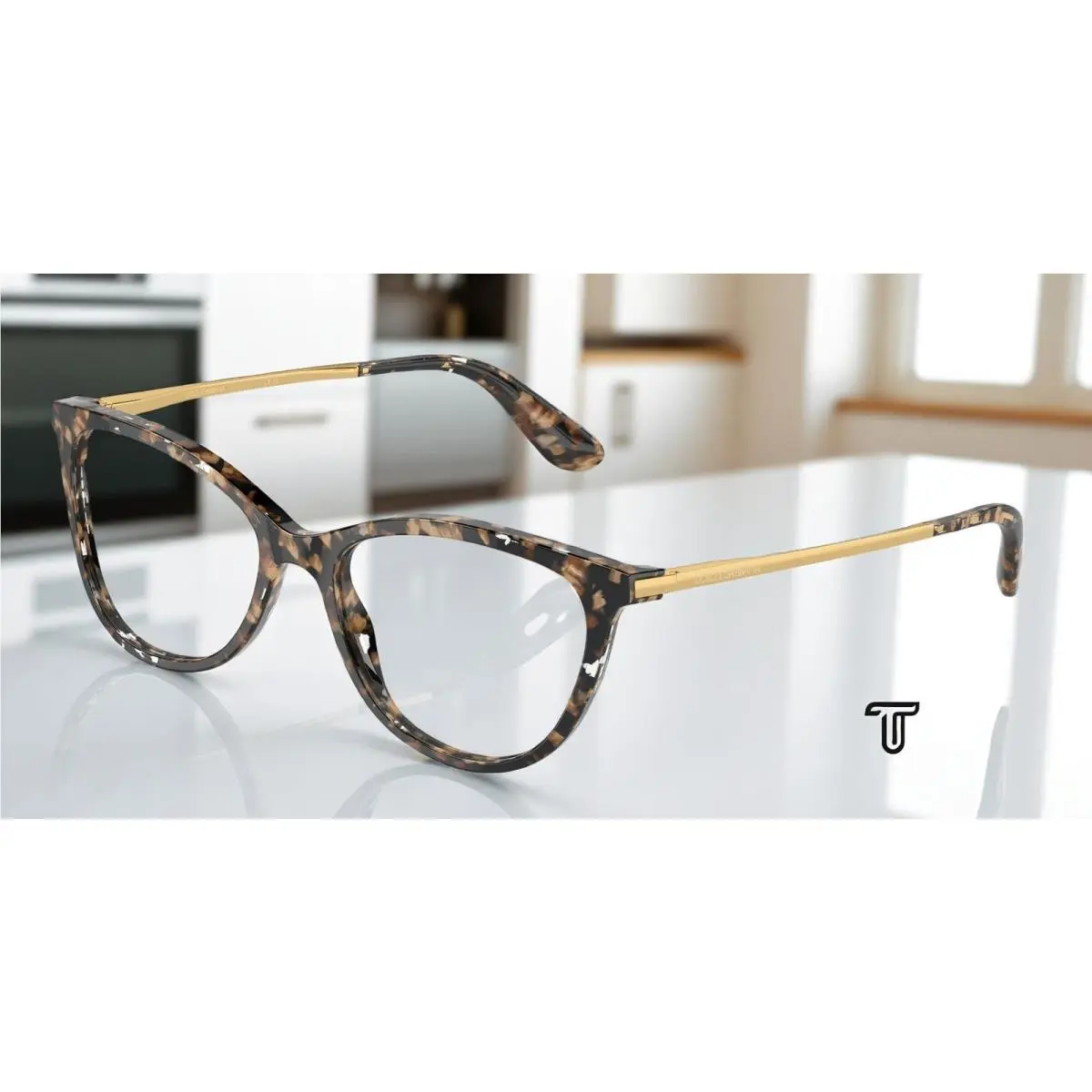 Dolce Gabbana DG3258 911 Cube Black Gold Demo Lens 54 mm Women`s Eyeglasses by Dolce & Gabbana
