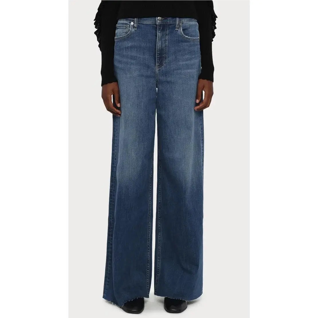 Rag Bone Size 29 Flexi Sofie Jeans Willow High Rise Ultra Wide Full Length