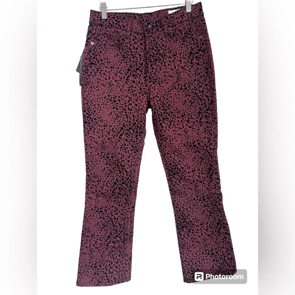 Rag Bone Denim Pants Cheetah Print Hana Size 27 Edgy Rocker Night Out