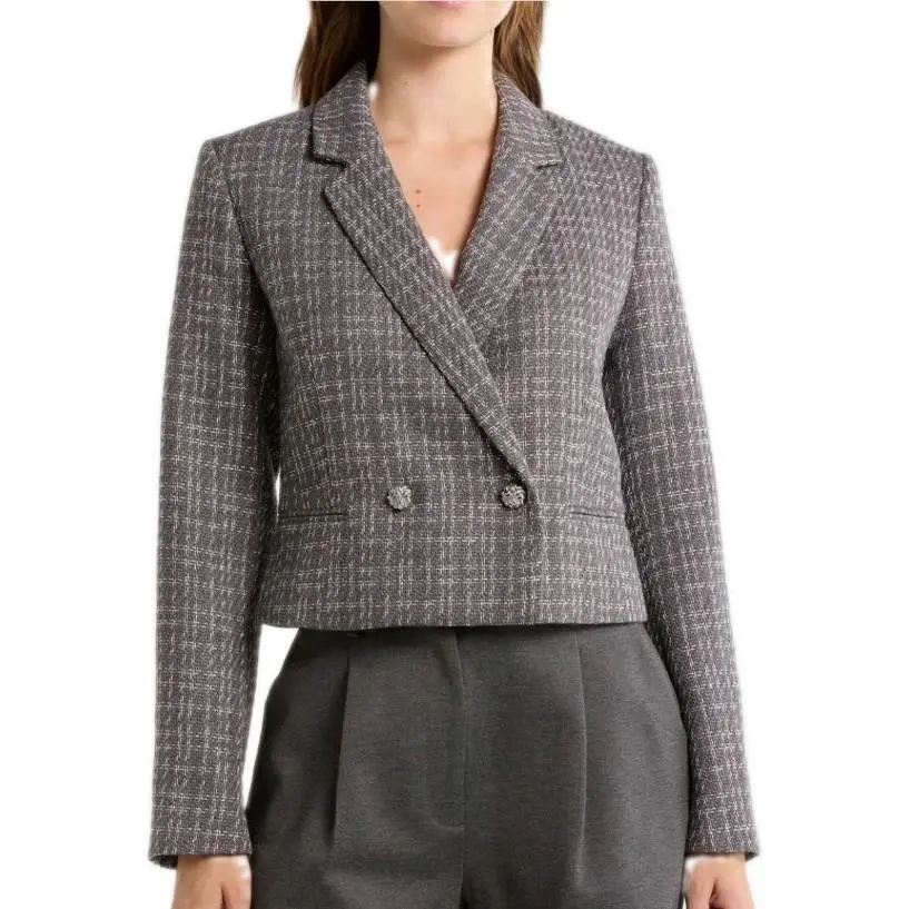 Rag Bone Size 10 Elvy Crop Tweed Dusty Mauve Blazer