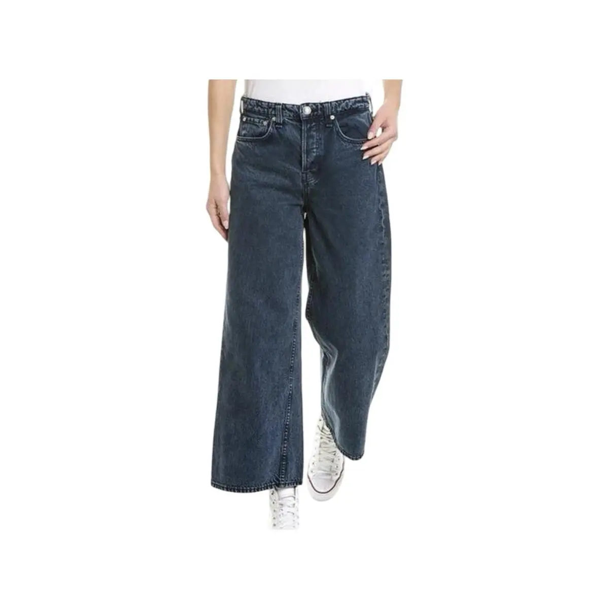 Rag Bone Maya High Waist Wide Leg Ankle Blue Button Fly Jean Women Size 30