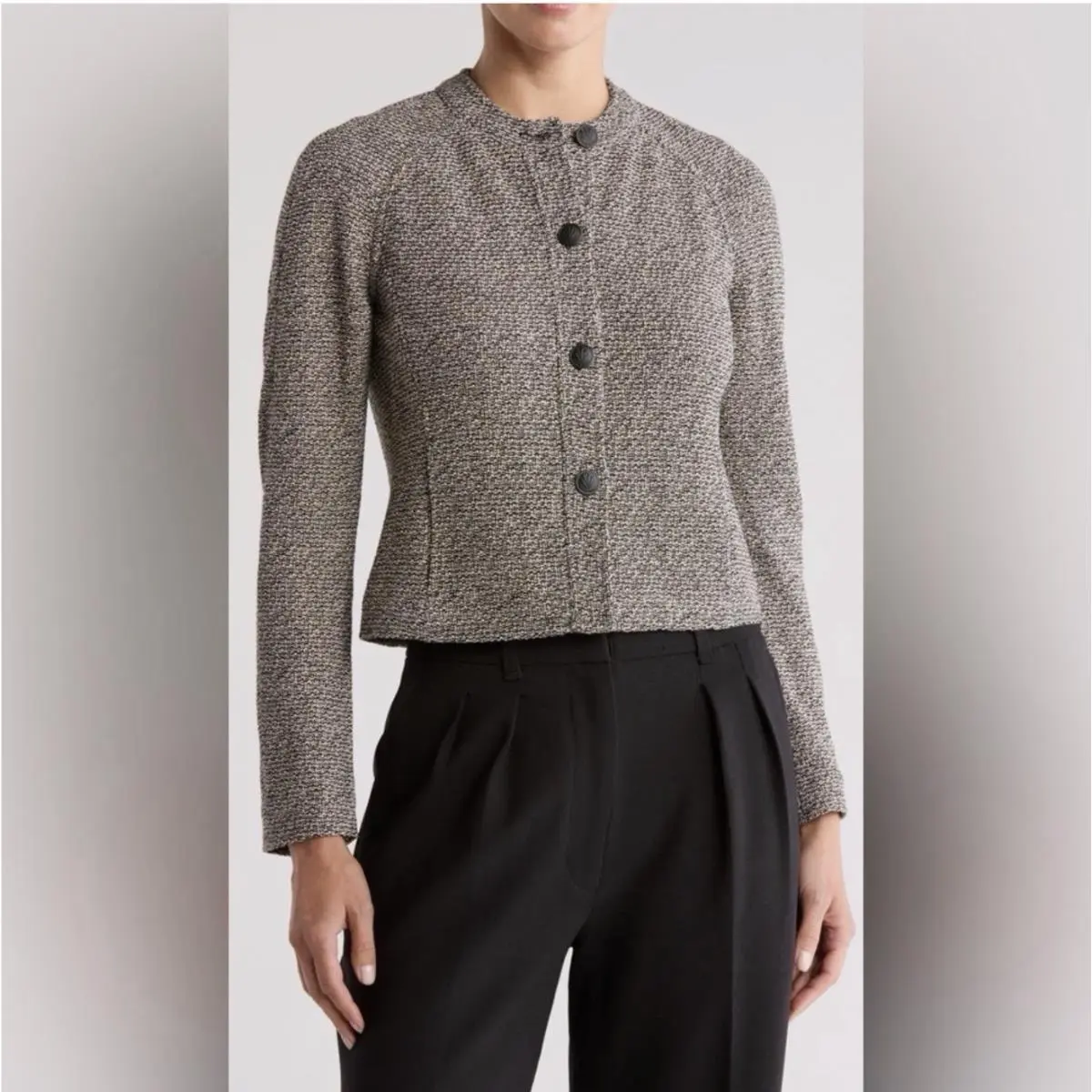 Rag Bone Carol Tweed Textured Button Front Jacket Black/white Sz 6