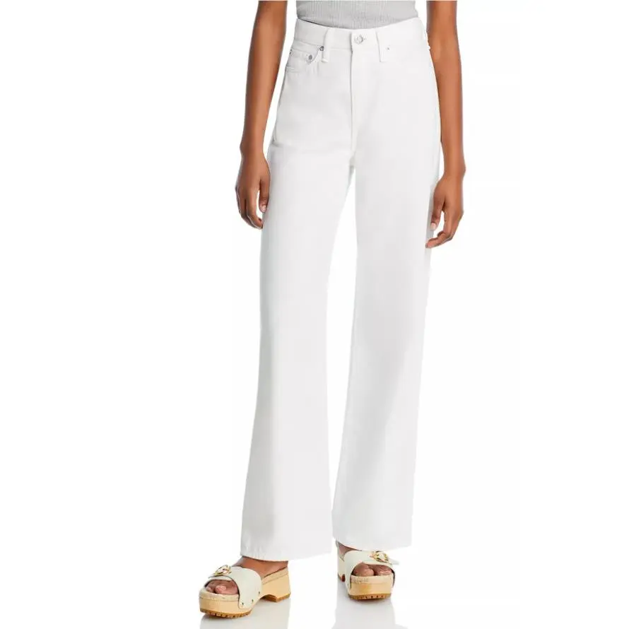 Rag Bone Women`s The Logan Optic White Wide Leg Jeans - Size 29 - Retail