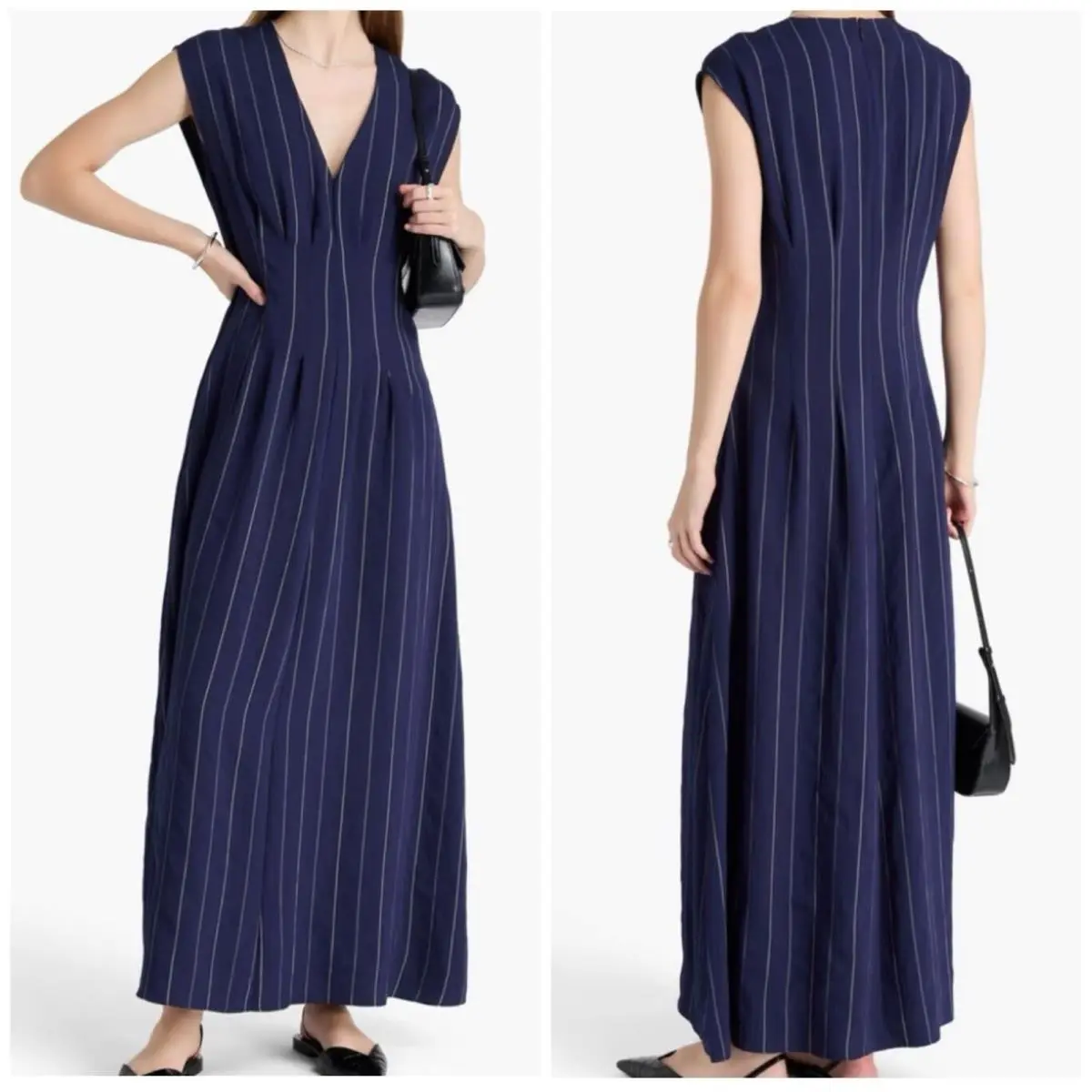 Rag Bone Ines Stripe Dress In Deep Navy Size: 4
