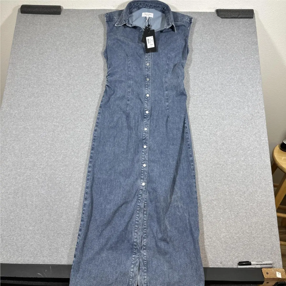 Rag Bone Sz 8 Blue Fenine Airflex Leah Denim Dress