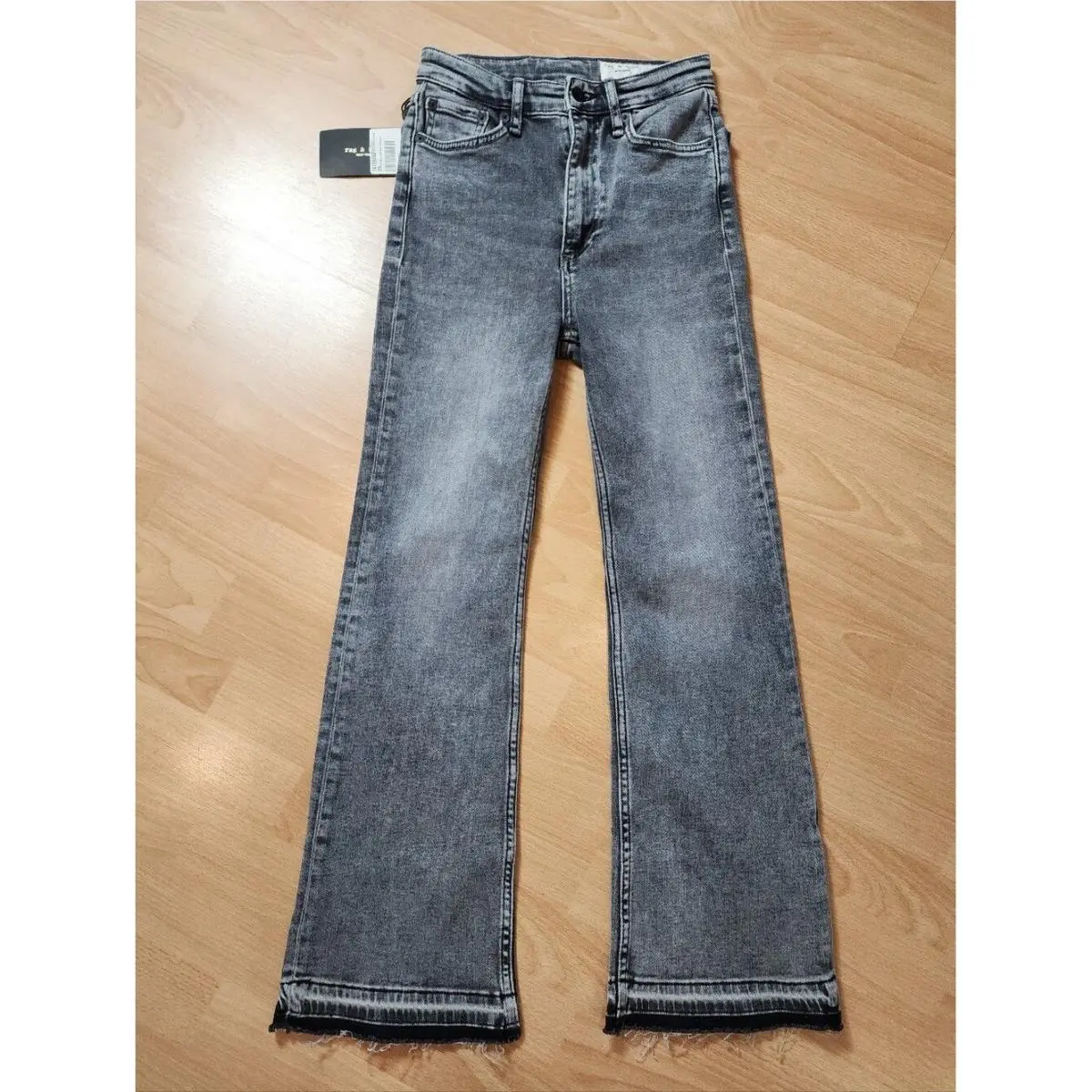 Sz 25 Rag Bone Casey High Rise Ankle Flare Jeans Stretch Denim Harley Grey