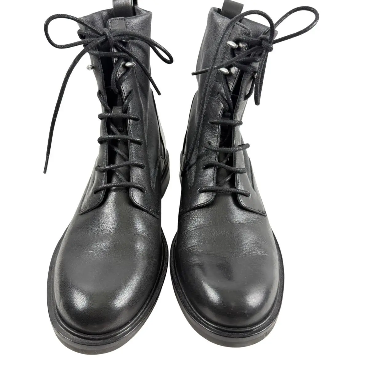 Rag Bone Slayton Lace Up Black Leather Boots Womans Sz 8/38 Combat Grunge