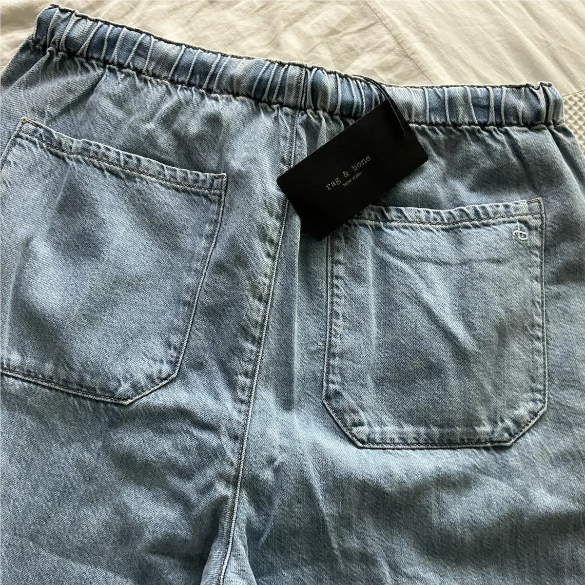 Rag Bone Lori Beach Pant Chambray Wide Leg Light Denim Sz M Boho Travel