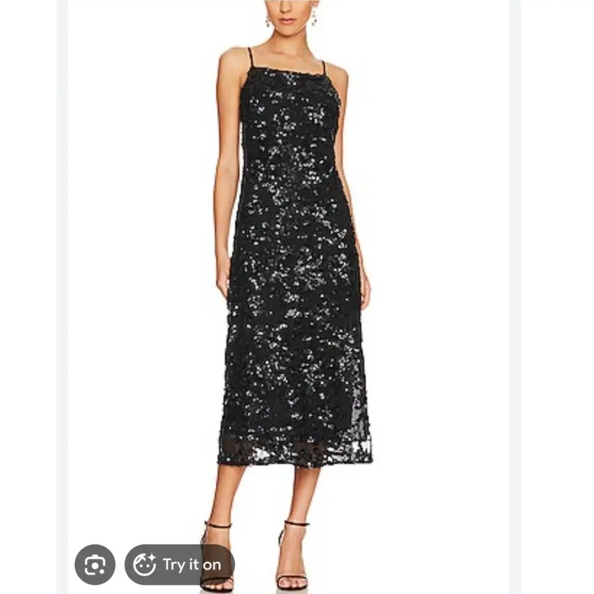 Rag Bone Joelene Sequin Slip Dress Black Midi Womens 8 Formal Wedding
