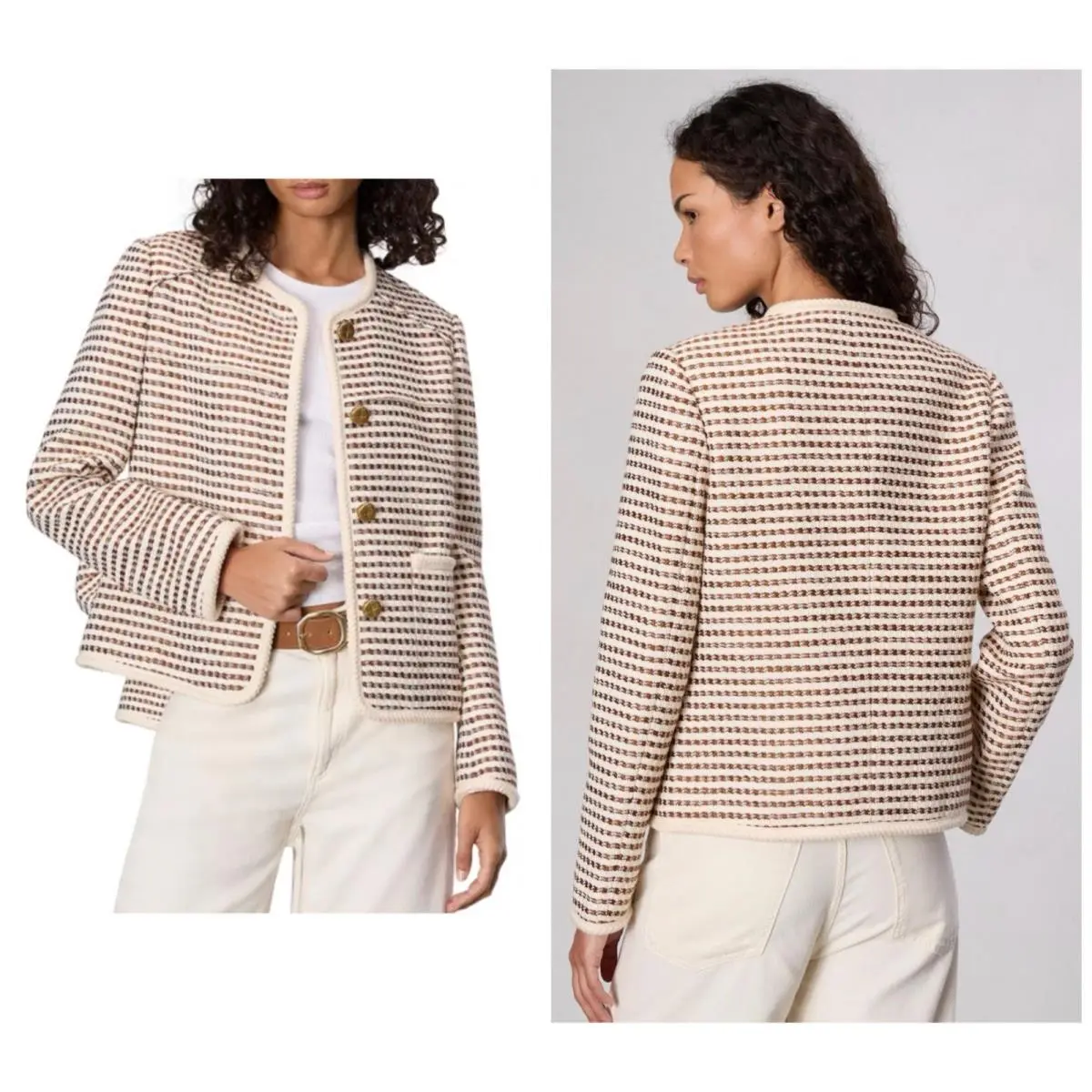 Rag Bone Mirabelle Tweet Jacket In Ivory Multi Size: XL