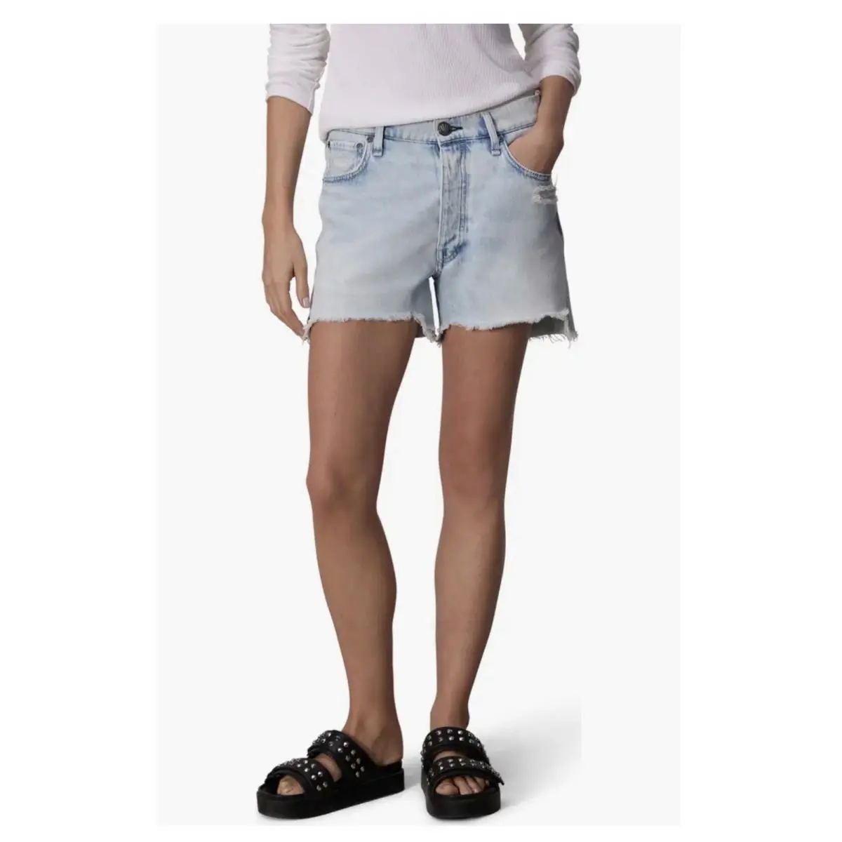 Rag Bone Dre Low Rise Cut Off Midi Women`s Light Blue Jean Shorts Size 23