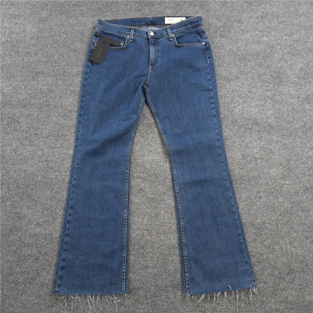 Rag Bone Jeans Womens 32 Blue Lily Mid Rise The Peyton Boot Raw Hem Denim Usa