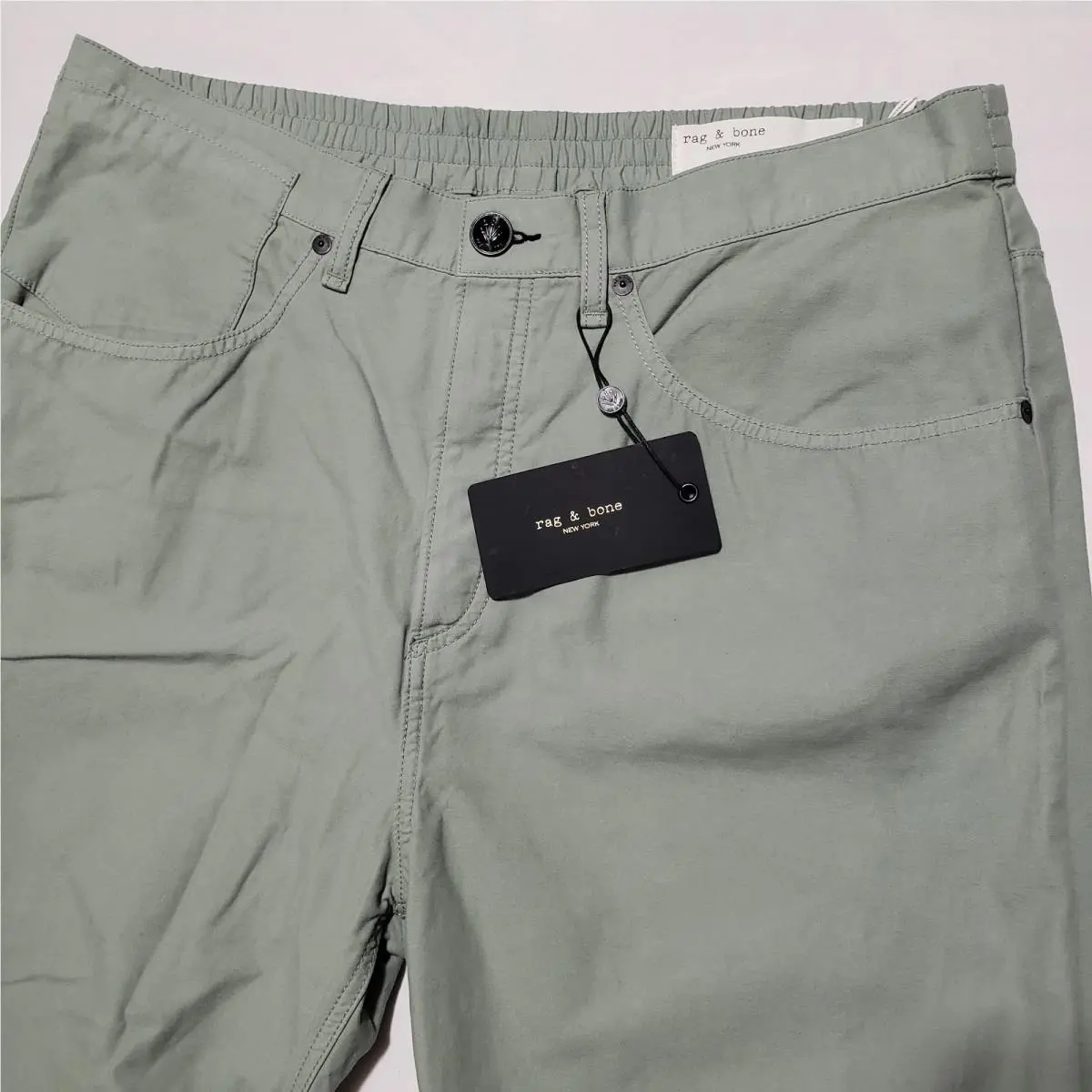 Rag Bone Sage Green Cotton Blend Engineered Jogger Pants Womens 34 Crop Ankle