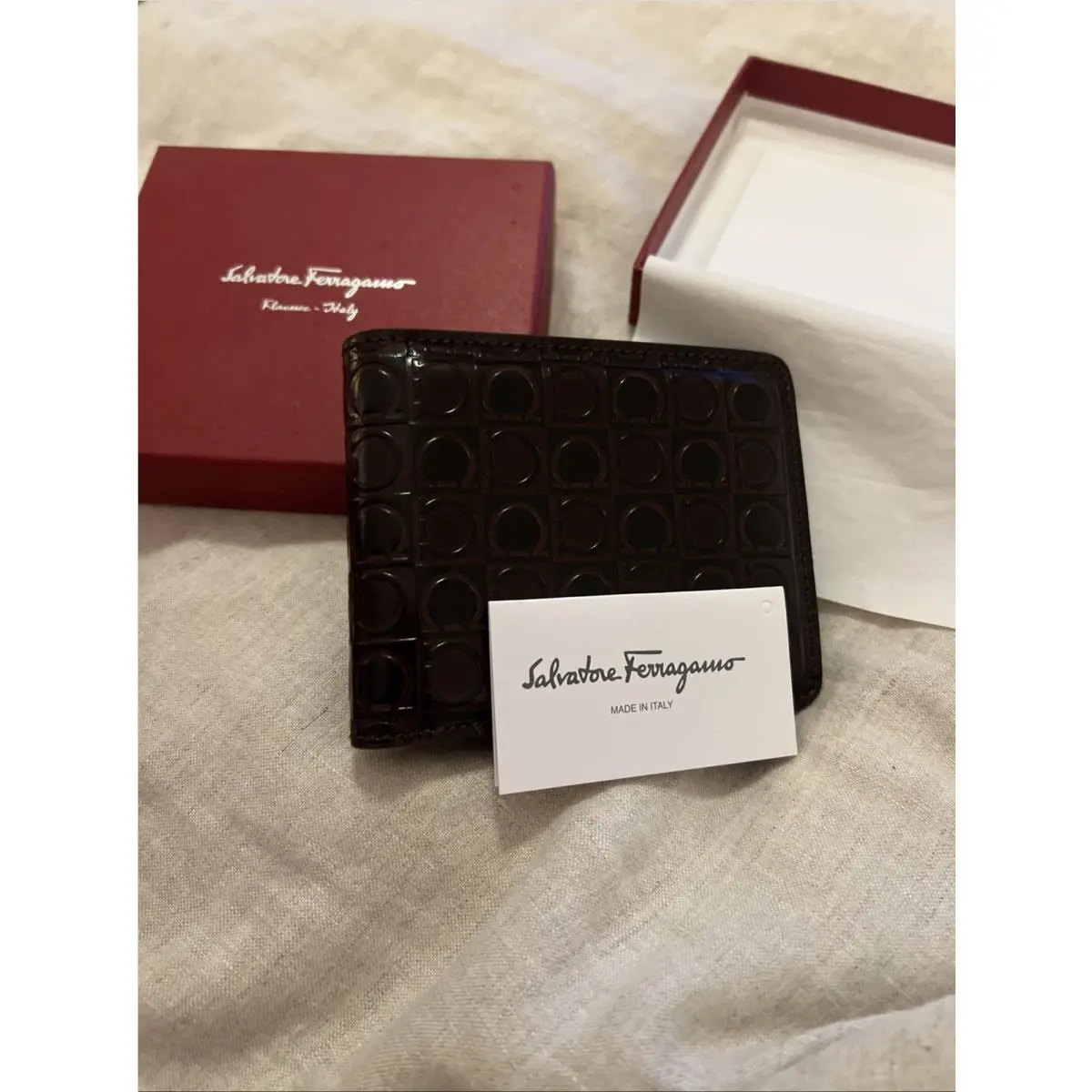 Vintage Ferragamo Sorrel Pebble Calf Dark Brown Wallet