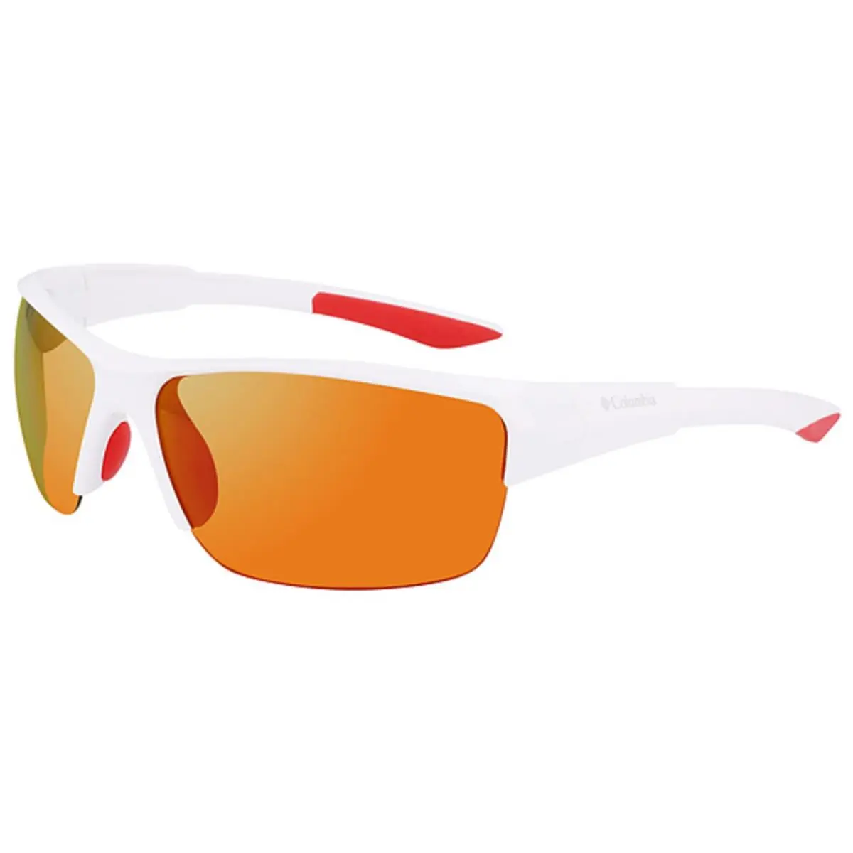 Columbia Wingard Polarized Semi-rimless Wrap Sunglasses - C558SPG - Shiny White/Red-Orange (105), Frame: Select Variation