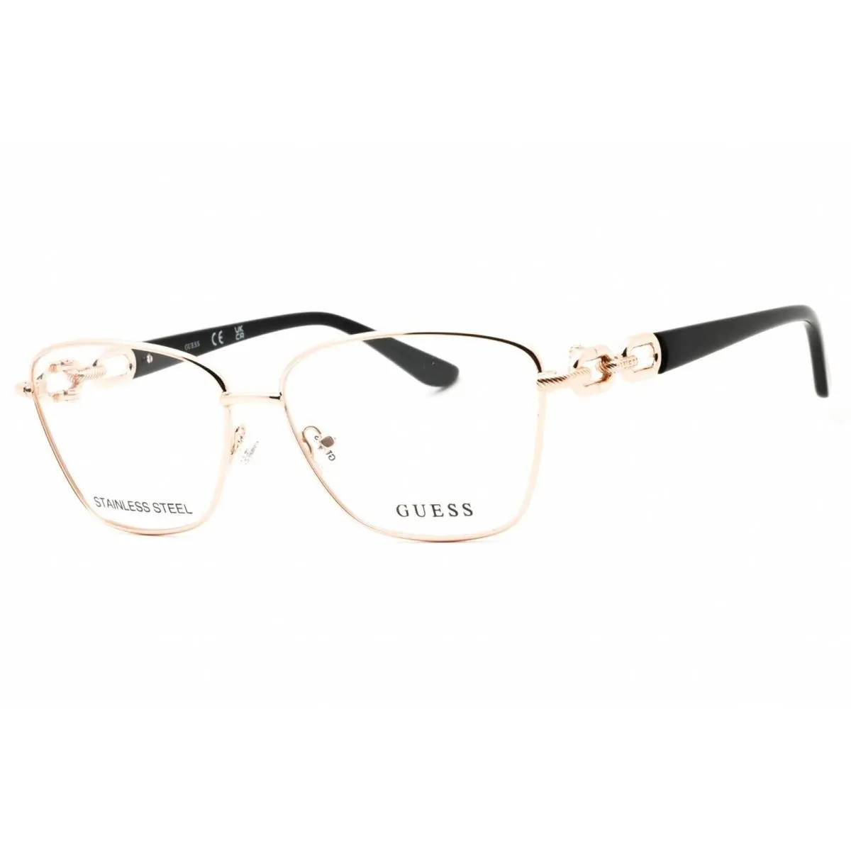 Women`s Eyeglasses Shiny Rose Gold/black Full Rim Frame 55mm GU50179 028 by Guess