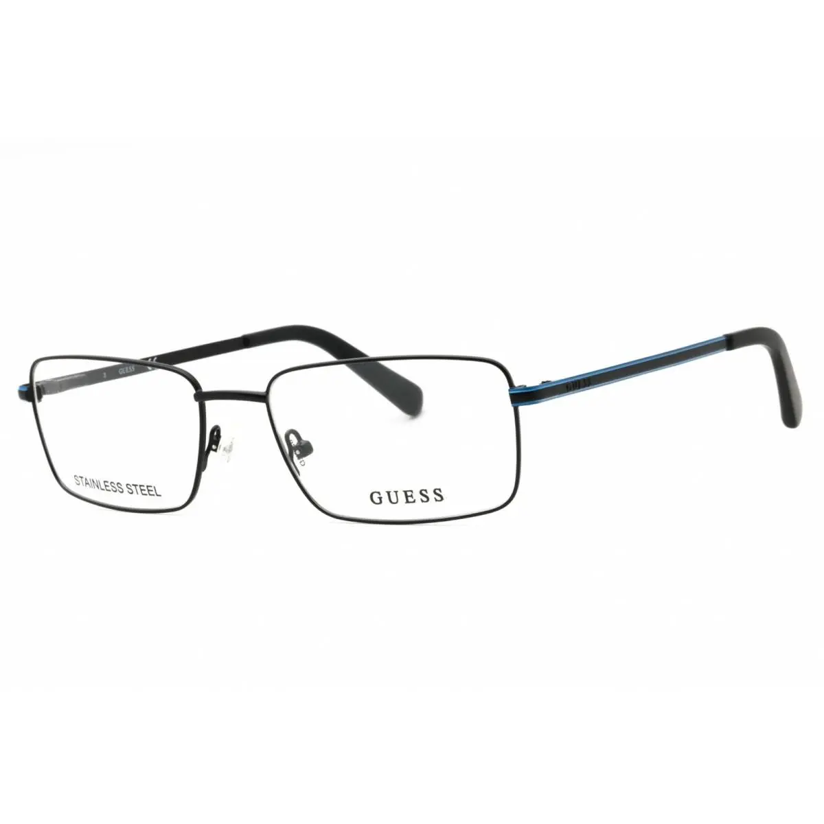 Men`s Eyeglasses Matte Black Metal Rectangular Full Rim Frame GU50042 002 by Guess
