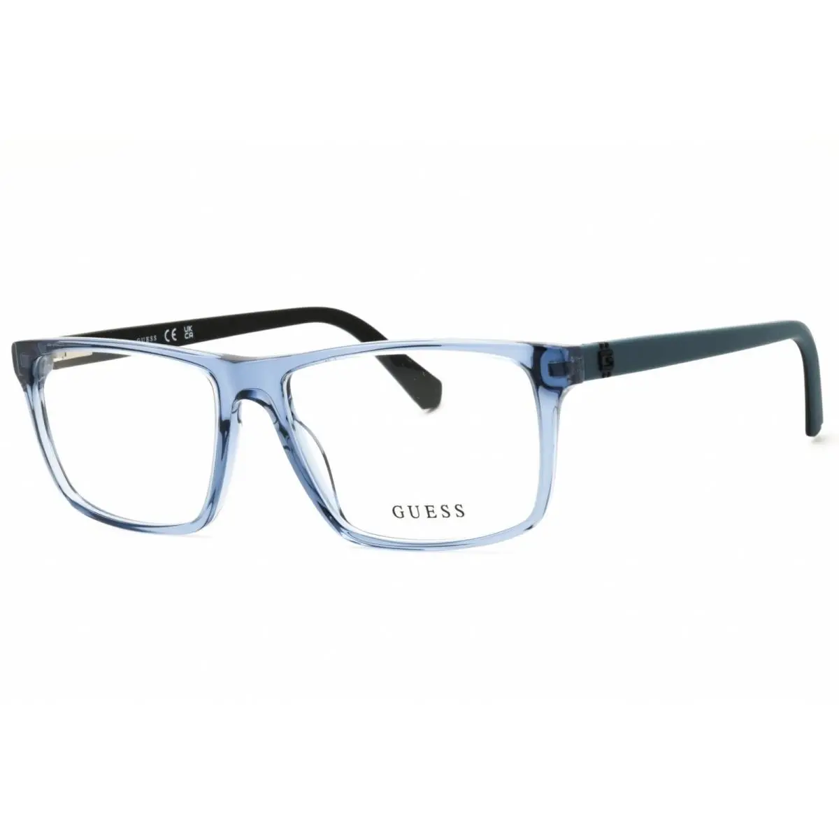 Men`s Eyeglasses Shiny Blue Acetate Rectangular Full Rim Frame GU50130 090 by Guess