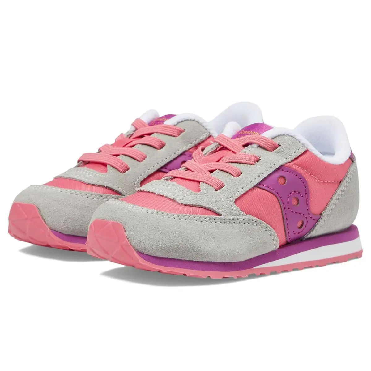 Children Unisex Saucony Kids Originals Jazz Junior Toddler/little Kid/big Kid - Grey/Purple/Coral