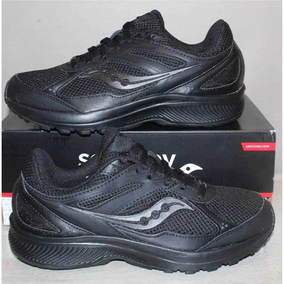 Saucony Women`s Cohesion 14 Triple Black Sneakers Shoes SZ 8 Wide