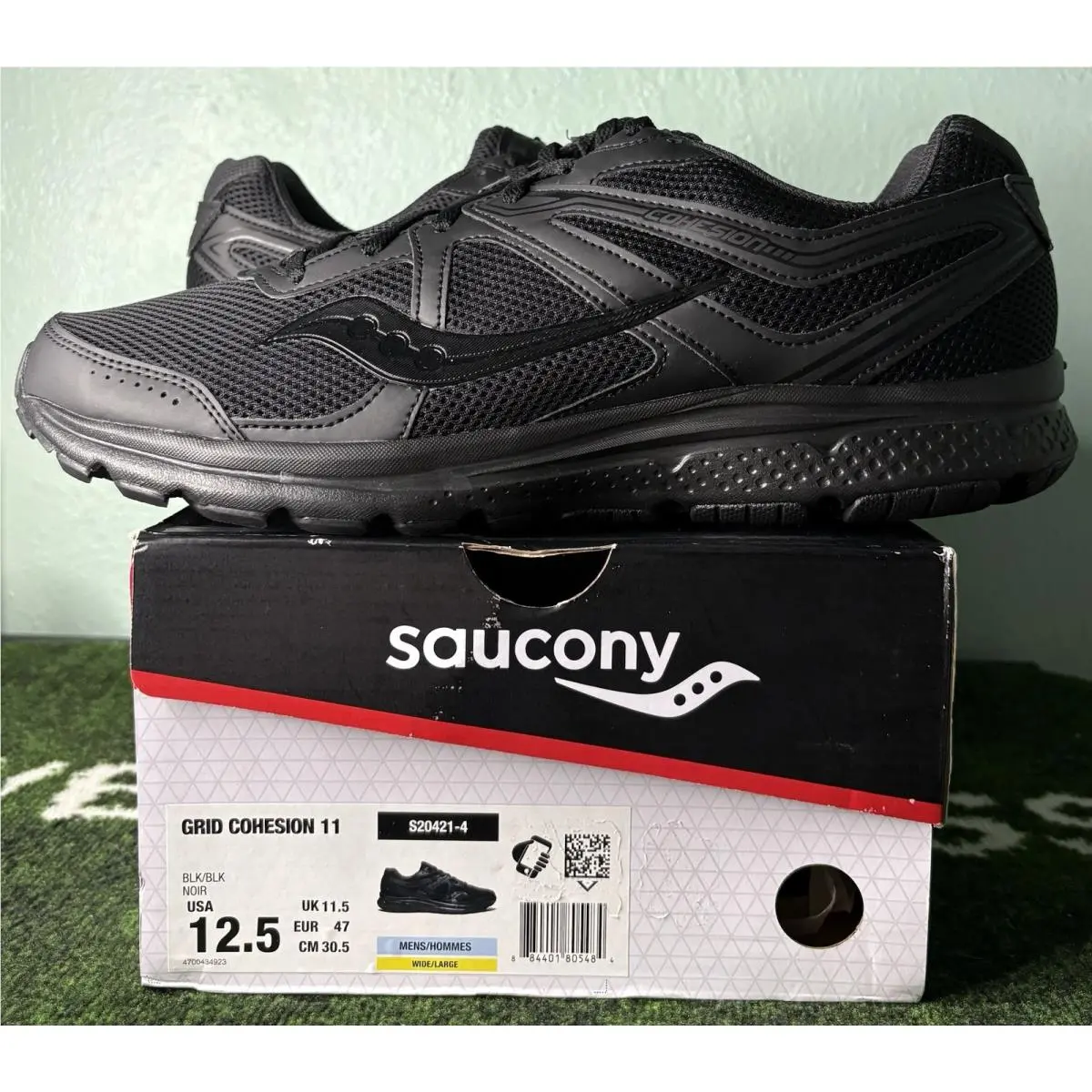 US M 12.5 Wide - Saucony Grid Cohesion 11 “triple Black” S20421-4 Running Shoes