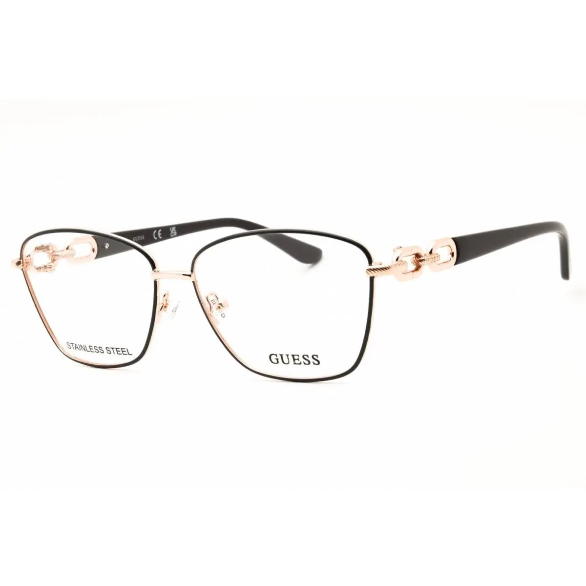 Women`s Eyeglasses Grey/rose Gold Rectangular Full Rim Frame GU50179 020 by Guess