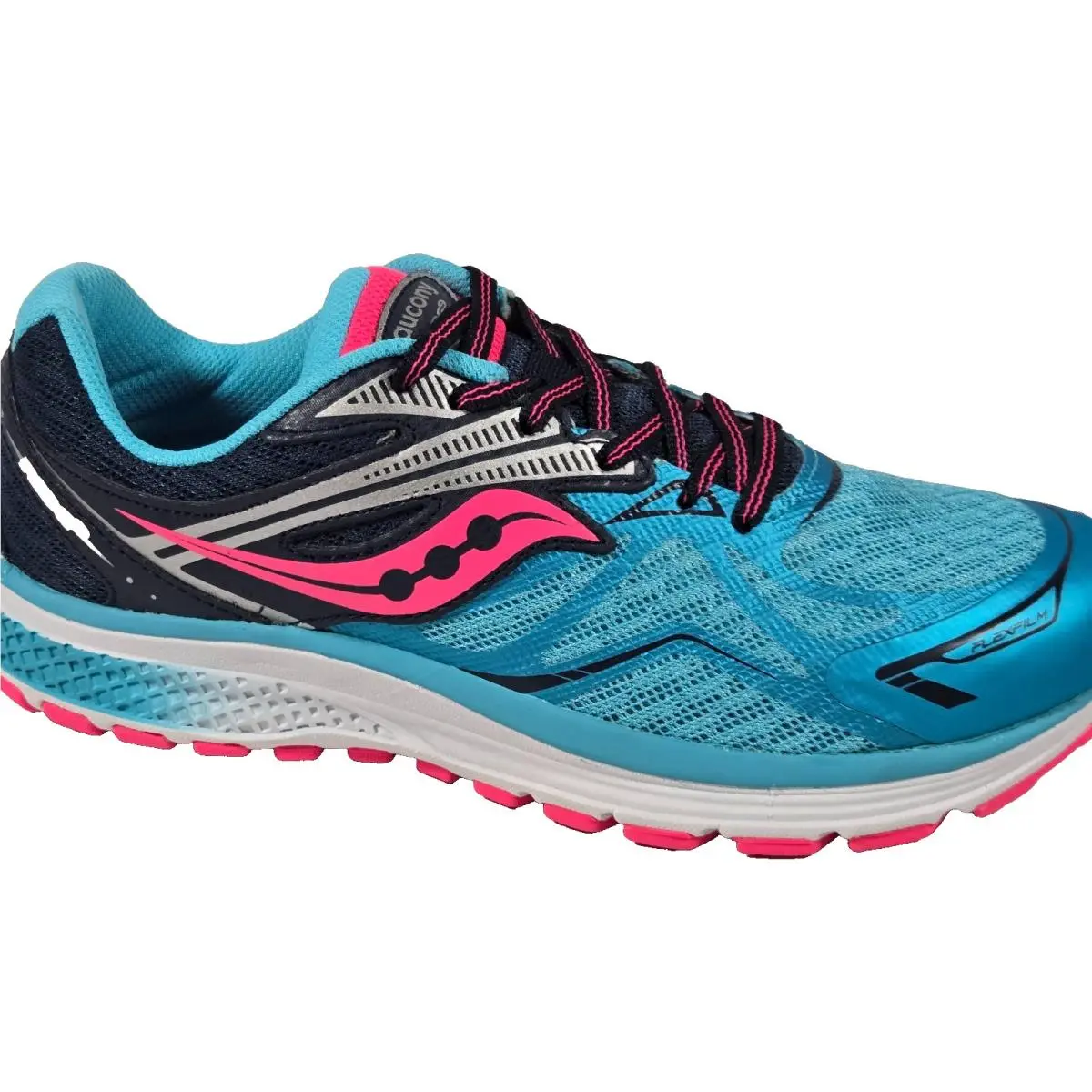 Saucony Girls Ride 9 Running Shoes Sneakers Bright Blue Pink Size 5.5