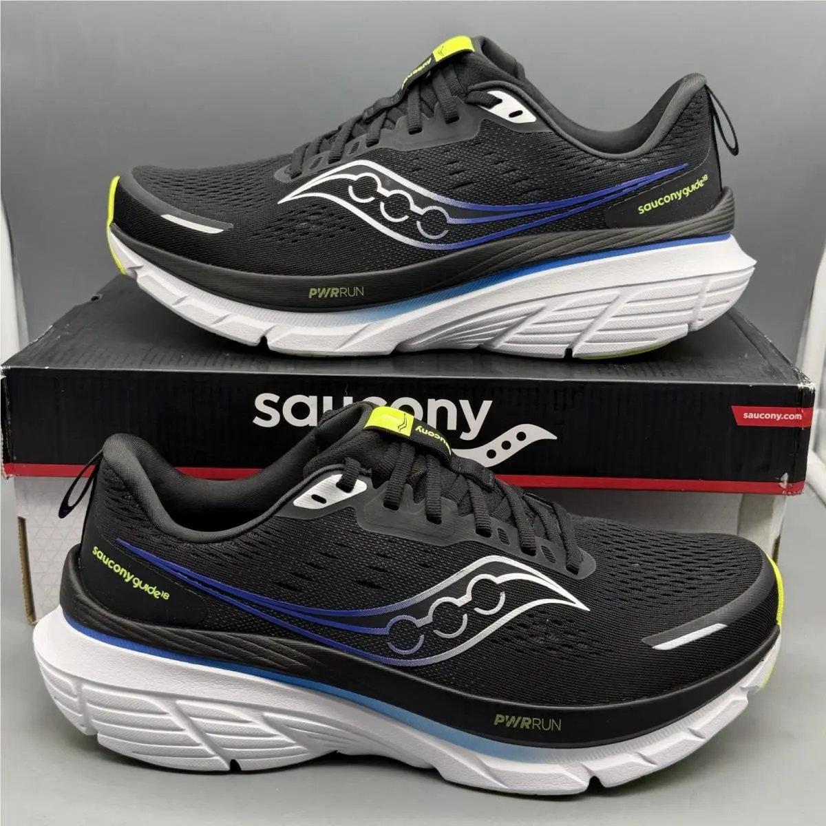 Saucony Guide 18 Men’s 9.5 Running Shoes Training Gym Sneakers Black White