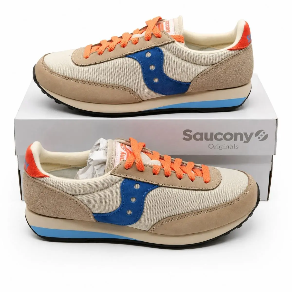 Saucony Trainer 80 S60987-1 Cream Blue Retro Sneakers Women’s Size 9 Originals