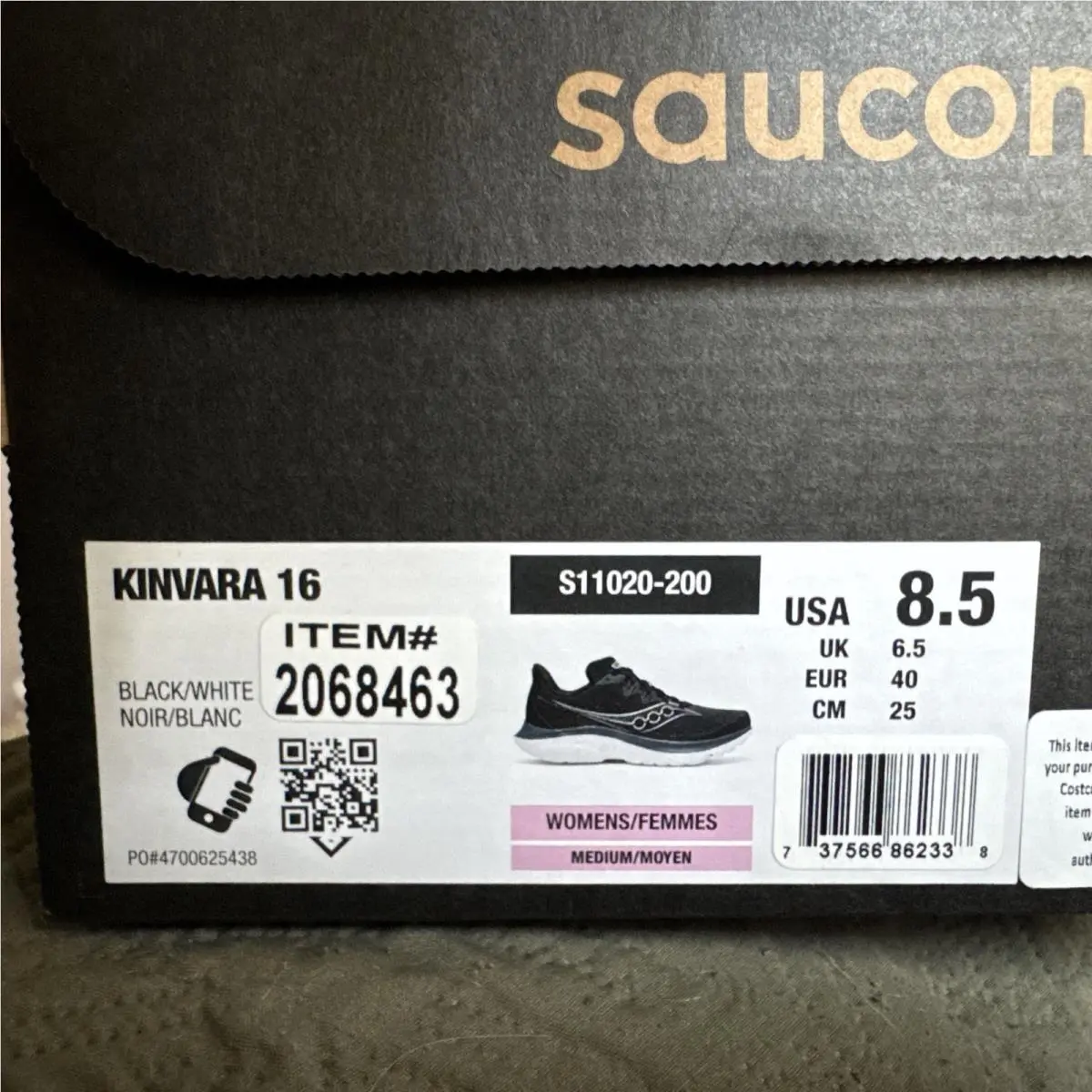 Saucony shoes - Saucony KINVARA 16 - KINVARA - BLACK/WHITE (UPC: 0737566862338) 6