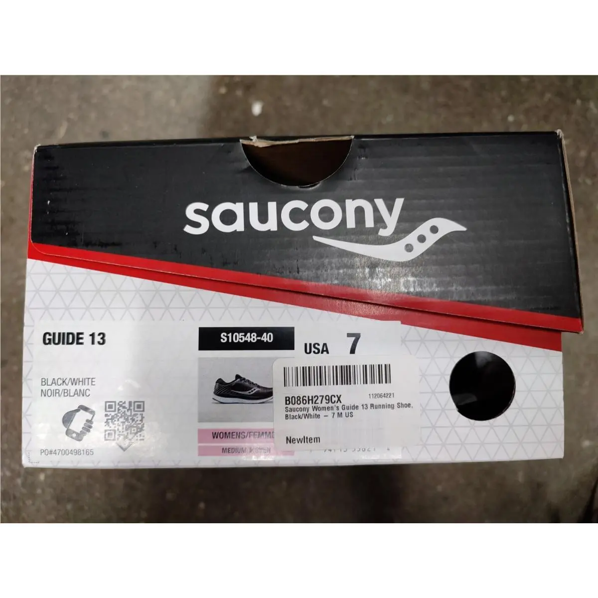 Saucony Guide 13 S10548-40 Black/white Running Shoes Lace Up Women`s Size 7