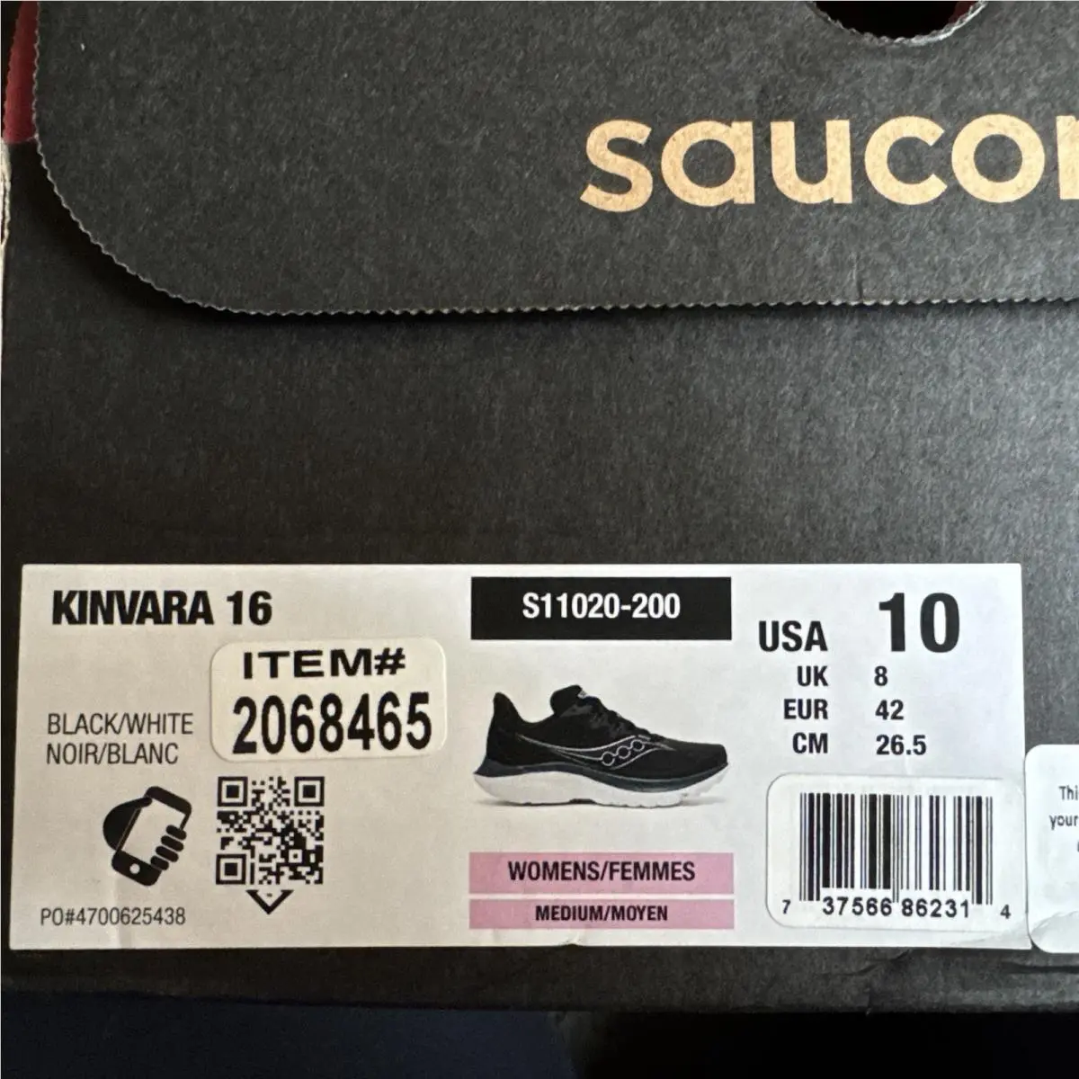 Saucony shoes - Saucony KINVARA 16 - KINVARA - BLACK/WHITE (UPC: 0737566862338) 6