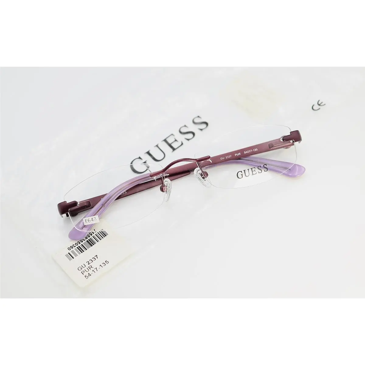 Guess GU2337 Pur Purple 54-17-135 Rimless Eyeglass Frames Flex Hinges E643