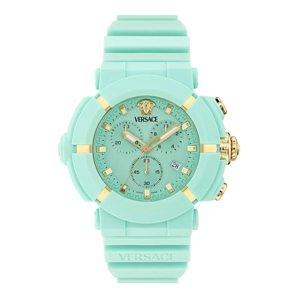 Versace Mens Light Blue 45mm Strap Fashion Watch