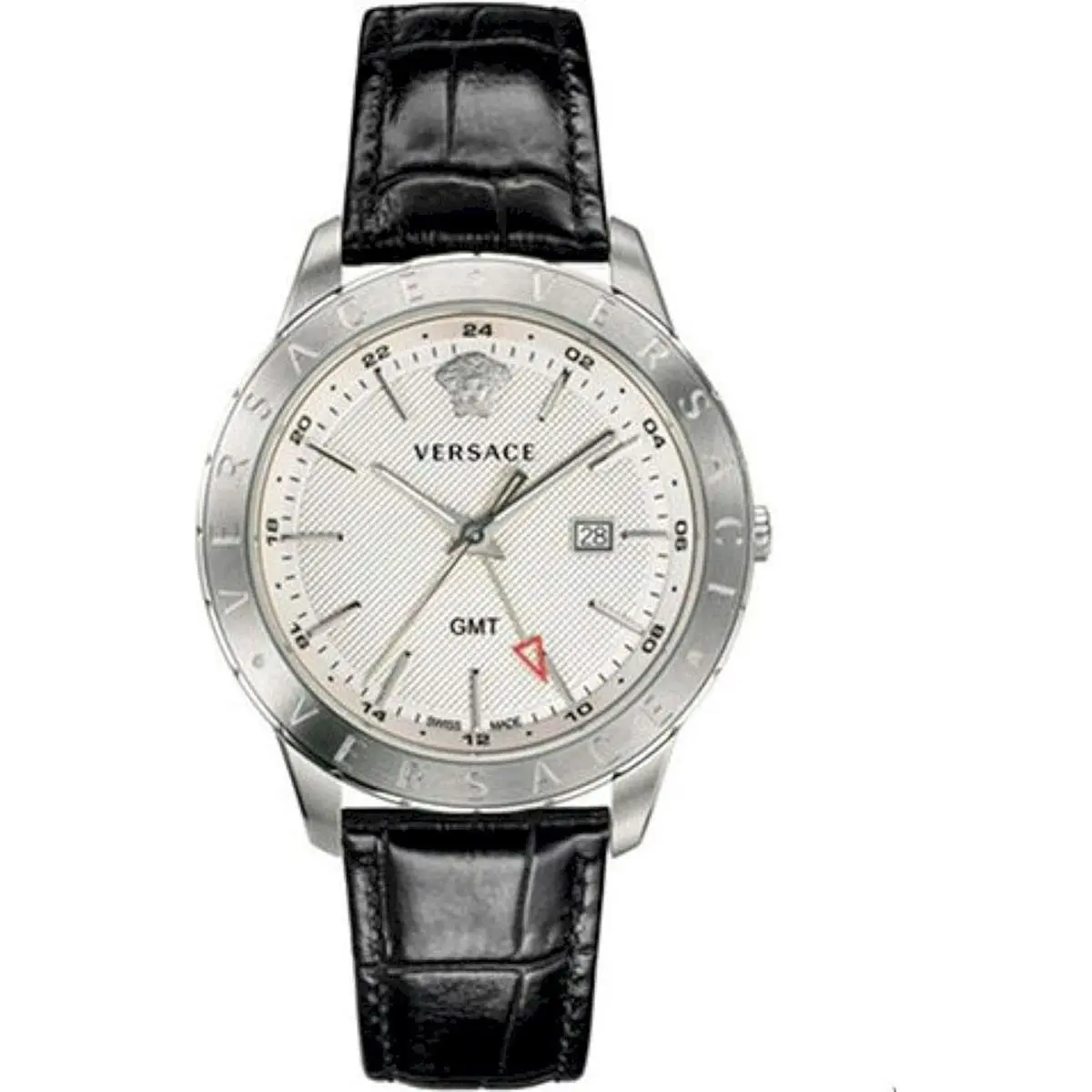 VEBK00918 Univers White Silver Black Leather Men`s Watch by Versace