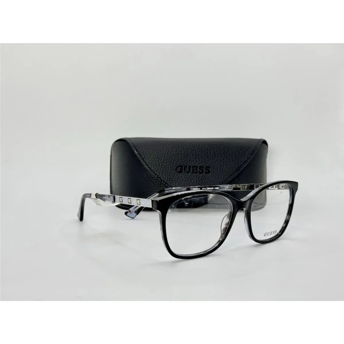 Guess Eyeglasses GU2743 001 Black Blue Silver Tortoise 55-16-145
