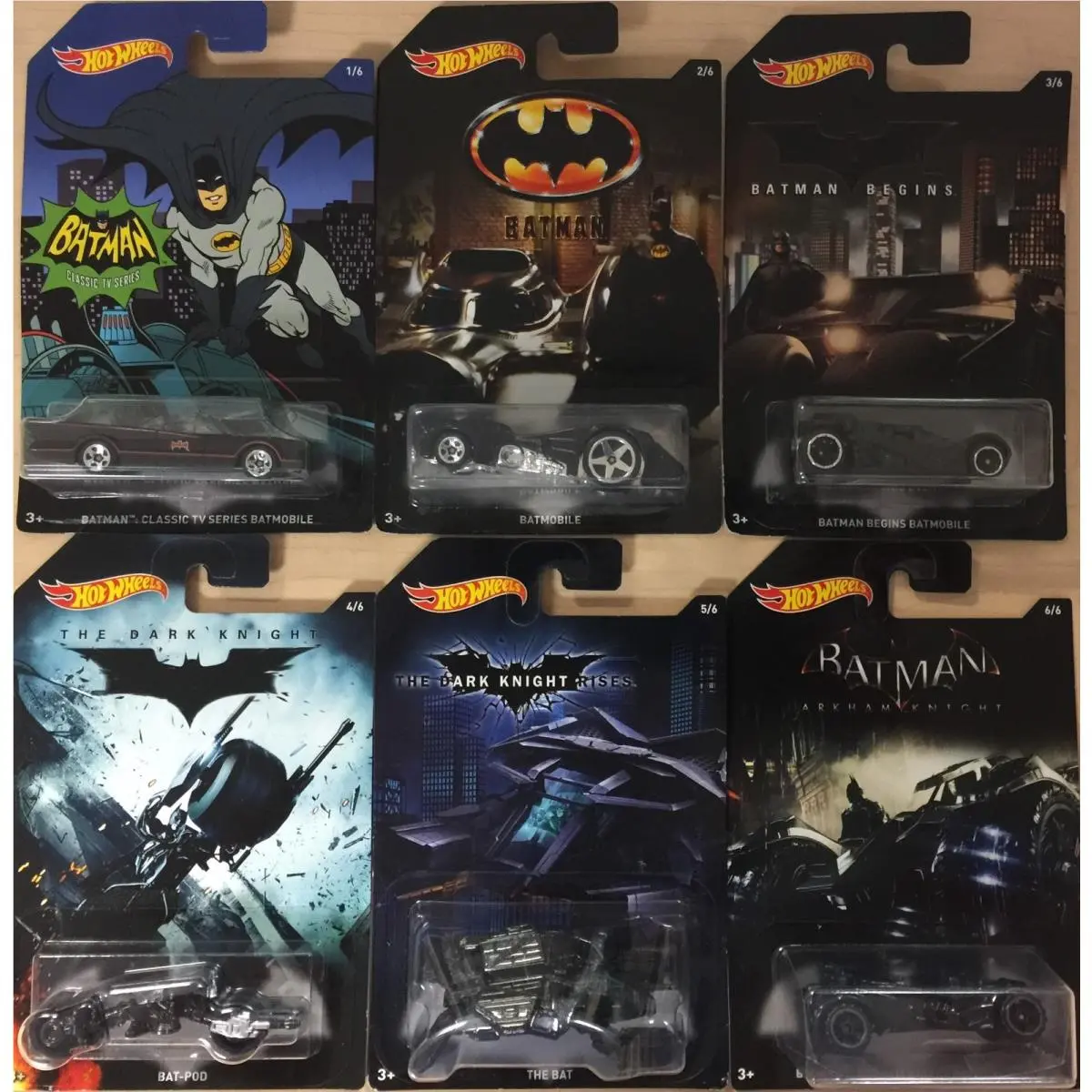 2017 Hot Wheels Batman Walmart Exclusive Set of All 6 Six Cars TV Batmobile 1966