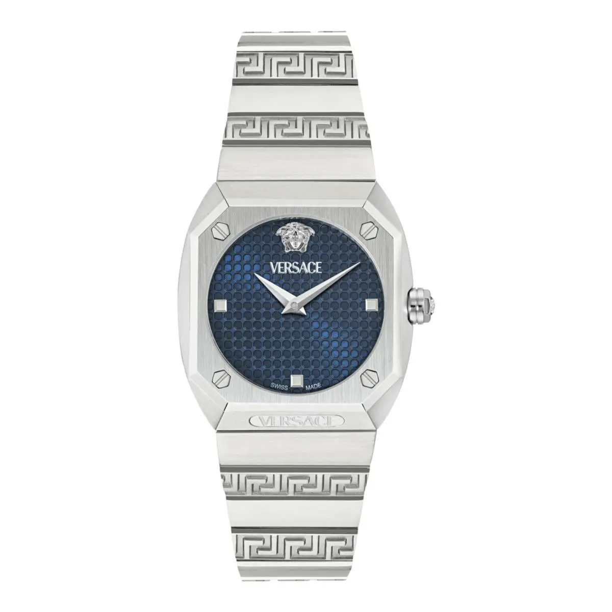 Versace Antares Women’s Watch Swiss Made Luxury Designer Watch with Blue Matte - Dial: Blue, Band: Silver, Bezel: Silver