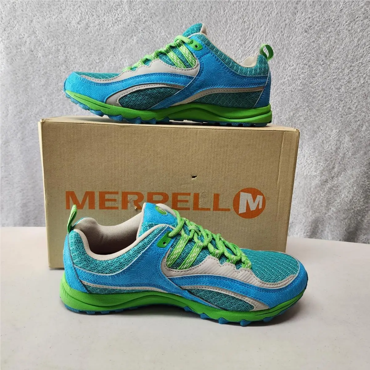 Merrell Hiking Trail Shoes Womens Size 8.5 Medusa Equinox Mineral Sneakers Blue