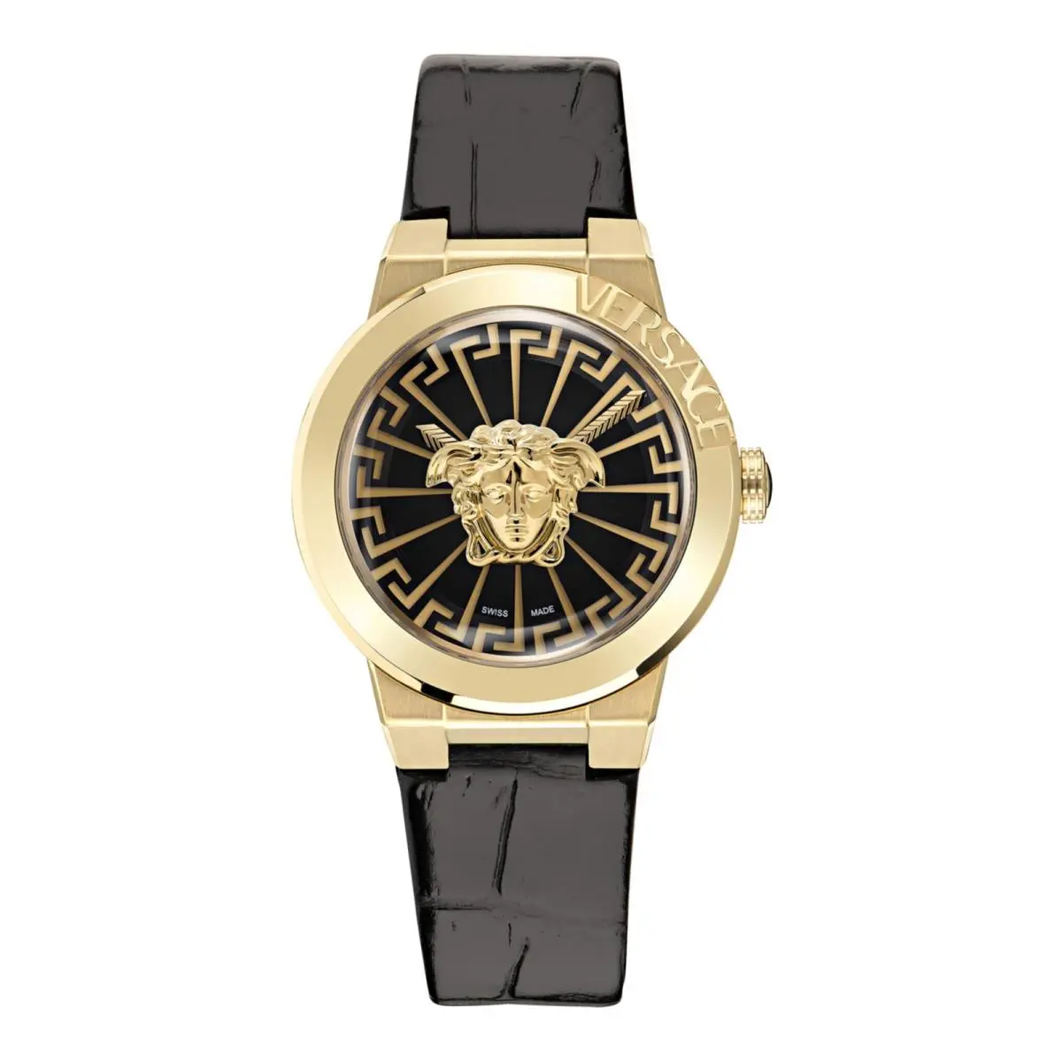 Womens IP Yellow Gold 38mm Strap Fashion Watch by Versace