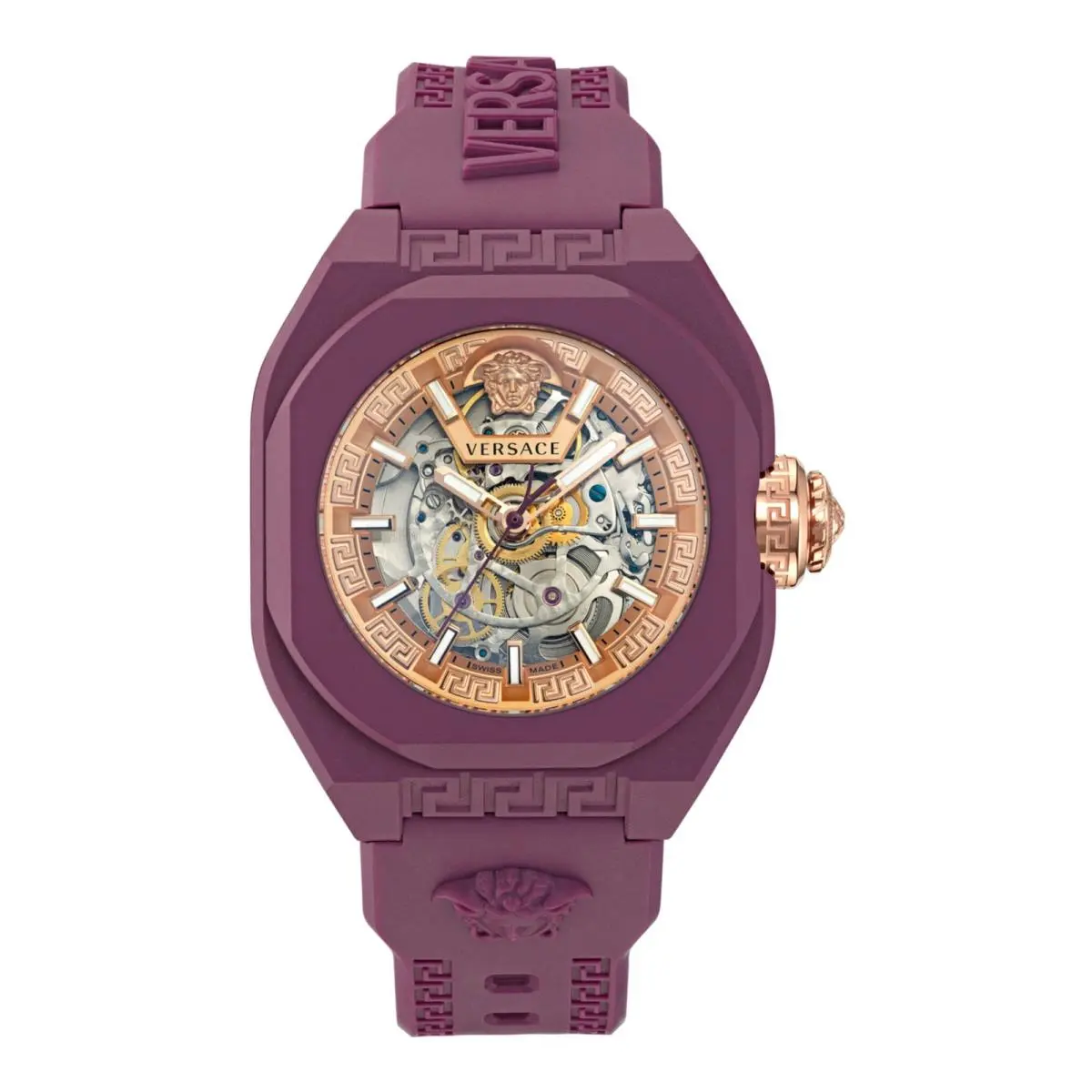 Versace Mens Burgundy 42mm Strap Fashion Watch