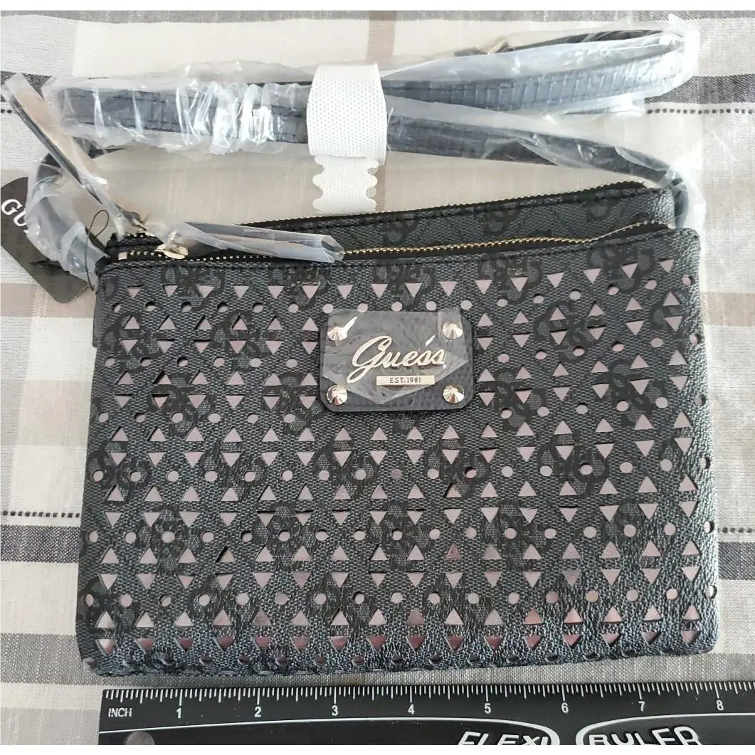 Crossbody Handbag in Black Lazercut- Mini by Guess