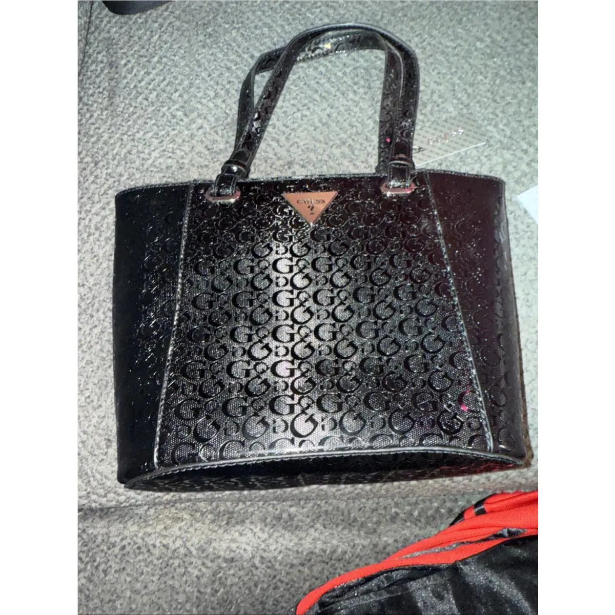 Brantley Tote/ Shoulder Bag Shinny Black Color Purse by Guess
